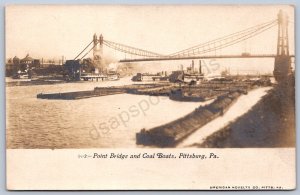 K30/ Pittsburgh Pennsylvania RPPC Postcard c1910 Point Bridge Coal Barge 92