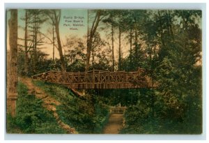 C.1910 Rustic Bridge, Pine Bank's Park, Malden, Mass. Hand Tinted Postcard P175 