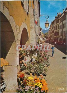 Modern Postcard Annecy Haute Savoie City flower pedestrian zone in the street...