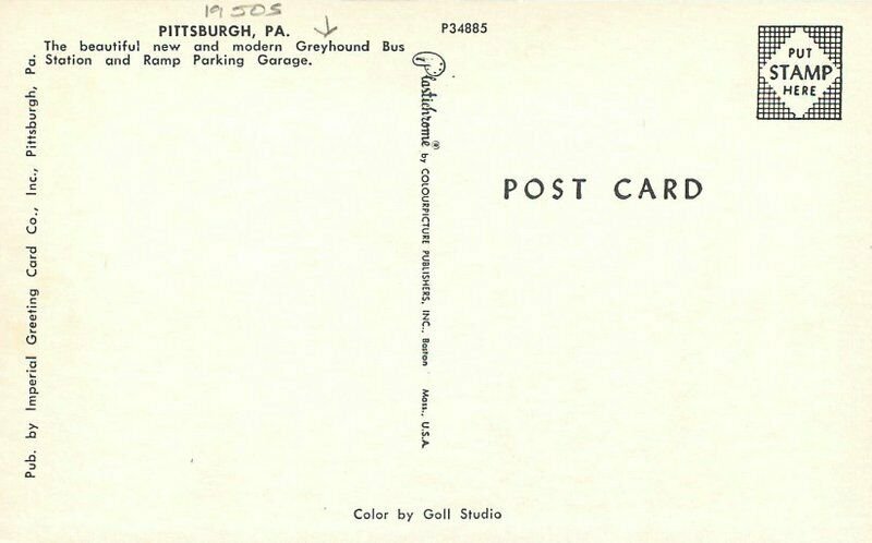 Automobiles Greyhound Bus Station Postcard Pittsburg Pennsylvania 20-118950