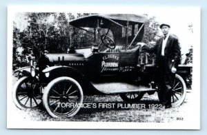 RPPC TORRANCE, California CA ~ First Plumber F.L. PARKS in 1922 *Repro* Postcard