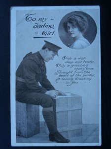 WW1 Soldier to Young Lady TO MY DARLING GIRL c1916 Postcard