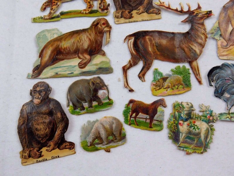 Lot 27 of Embossed Victorian Die-Cut Animals Polar Bear Pig Walrus Monkey CD68