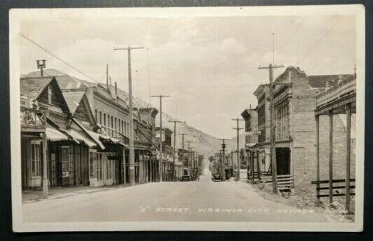 Mint Vintage Virginia City Street Nevada Real Photo Postcard RPPC