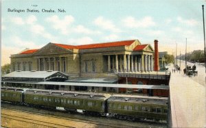 Omaha NE Burlington Station Train Depot Unused JH Keck Postcard G21