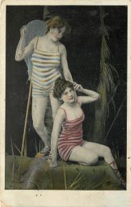 c1909 Postcard; Bathing Beautes with Fish net, Unknown Europe Serie 840 Posted