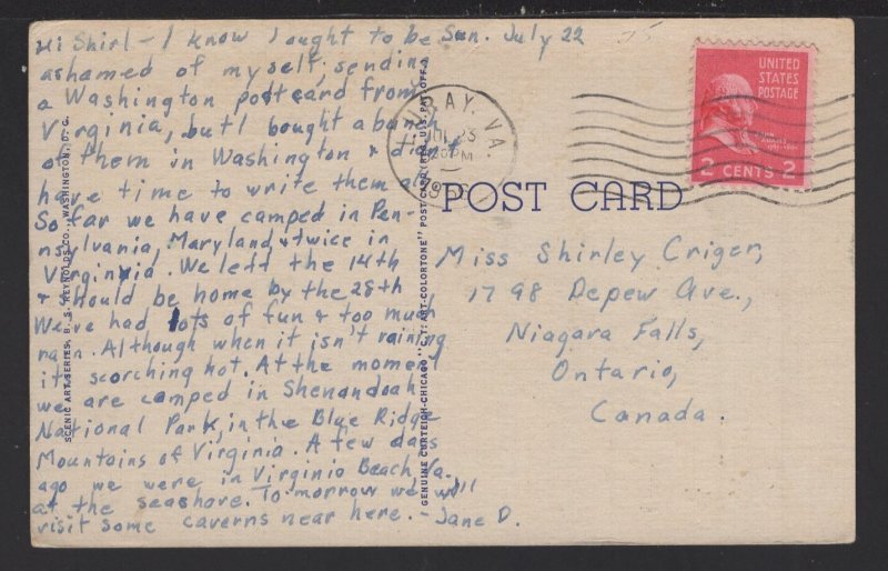 Washington DC - Cherry Blossoms, Potomac Park pm1956 ~ Linen