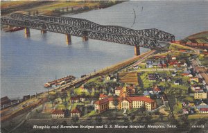 Memphis Tennessee 1948 Postcard Harrahan Bridge & Marine Hospital