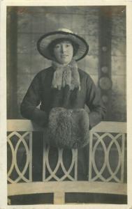 Women with fancy hats early photo postcards x 5