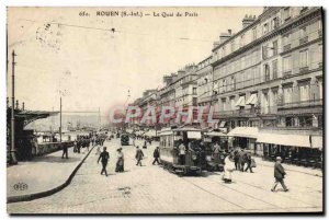 Old Postcard Rouen Wharf Paris Tramway