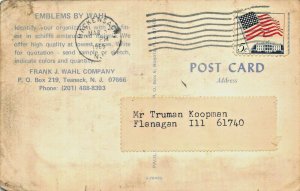 TEANECK NJ~SAMPLE EMBLEMS BY FRANK WAHL COMPANY-1969 ADVERTISING POSTCARD