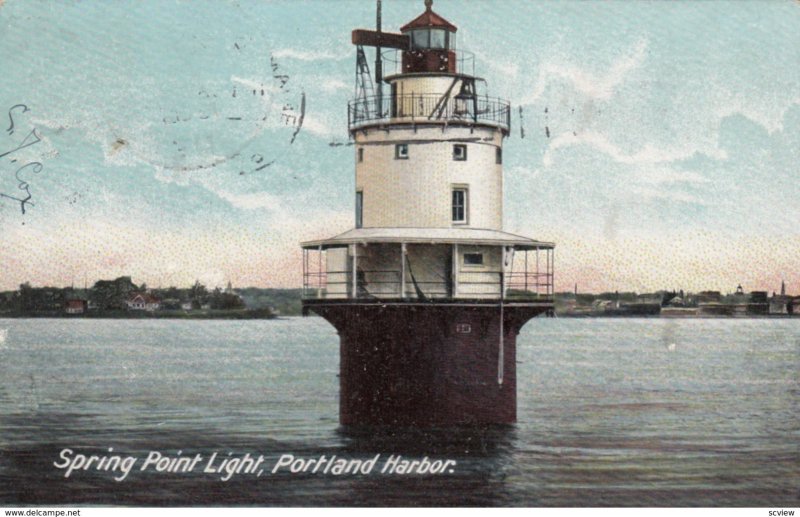 Spring Point LIGHTHOUSE , Portland Harbor , Maine , 1906