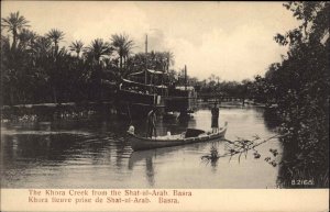 Basra Iraq Khora Creek From Shat-ul-Arab c1910 Postcard