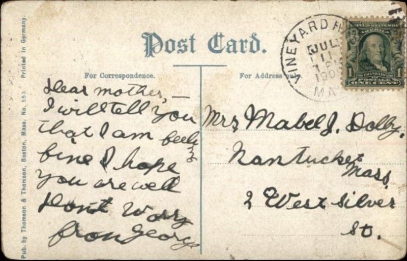 Vineyard Haven Martha's Vineyard MA West Chop Lighthouse c1910 Postcard #14