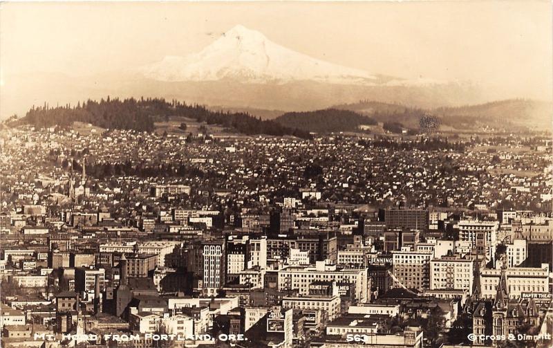 Portland Oregon Birds Eye View~Jenning-Holmes-Hotel Carlton-Coca Cola~1930s RPPC