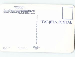 Unused Pre-1980 RANCHO TELVA HOTEL LOBBY Taxco - Guerrero Mexico F6228@