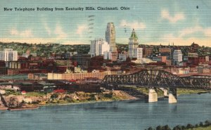 Vintage Postcard 1944 New Telephone Building From Kentucky Hills Cincinnati Ohio 