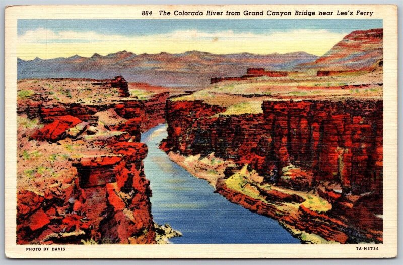 Vtg Arizona AZ Colorado River From Grand Canyon Bridge Near Lee's Ferry Postcard