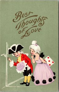 Postcard Valentine's Day Children Dressed in 18th Century Clothes 1909 K11