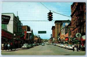 Butte Montana MT Postcard Street Scene Cafe Gordon Jewelry Stores Car Lined