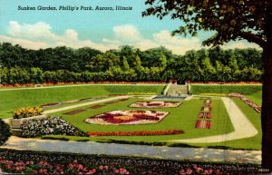 Illinois Aurora Phillip's Park Sunken Garden Curteich