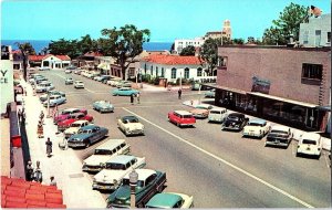 La Jolla Girard Avenue California Vintage Cars & Buildings Photochrome Postcard