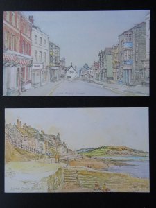 Dorset 2 x LYME REGIS Watercolour by Harold Sheild - Postcard