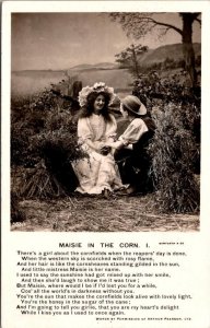 RPPC, MAISIE IN THE CORN 1 Bamforth Romantic Couple ARTHUR PEARSON Poem Postcard