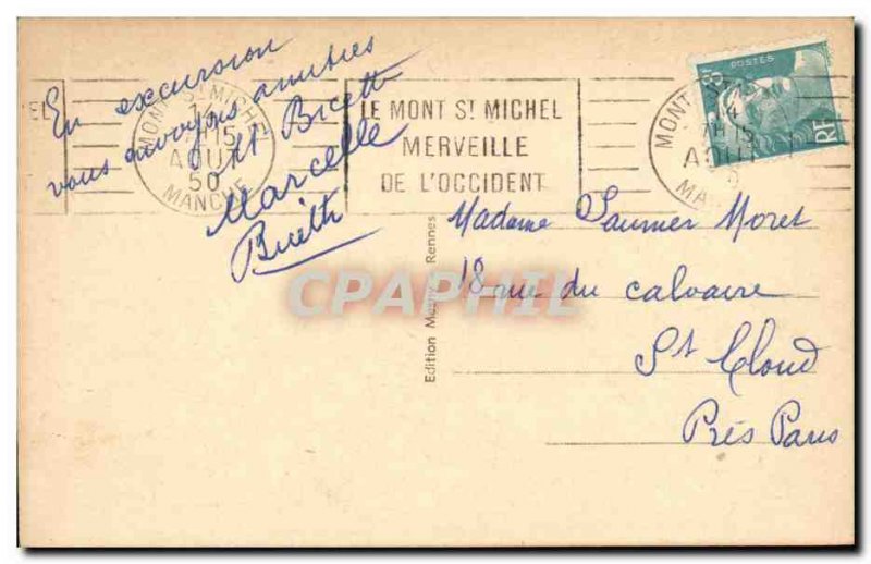 Normandy Mont Saint Michel Old Postcard South East Coast of Arrival & # 39A c...