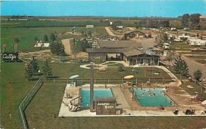 Des Moines Iowa~Cutty's Campground~Pool~Playground Spiral Slide~Trailers~1960s