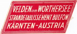 Austria Velden Am Worthersee Strandetablissment Vintage Luggage Label sk3535