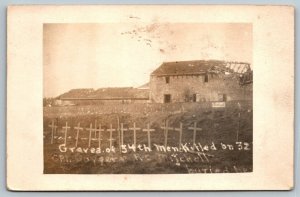 WW1  US Army  34th Infantry Division Graves on Hill 323  Postcard  1918