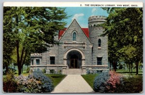 Van Wert Ohio 1920s Postcard The Brumback Library trimmed