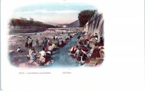 NICE, FRANCE   WOMEN WASHING in STREAM    Lavandieres   c1900s  Postcard