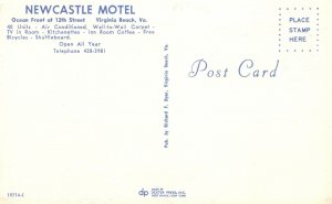 Vintage Postcard New Castle Motel Shuffleboard Ocean Front Virginia Beach VA