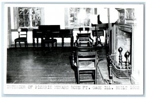 Fort Gage Illinois IL RPPC Photo Postcard Interior of Pierrie Menard Home c1950s