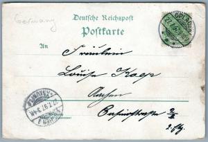 GRUSS AUS OPLADEN GERMANY UNDIVIDED ANTIQUE POSTCARD w/ STAMP