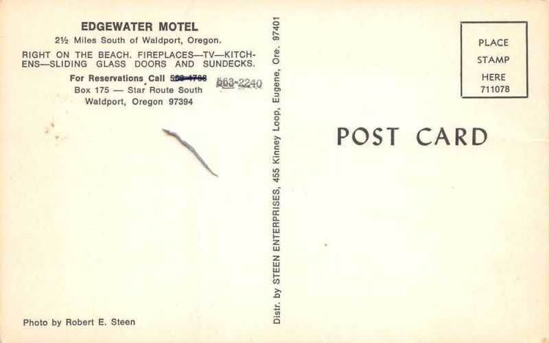 Waldport Oregon Edgewater Motel, Photochrome Vintage Postcard U13110