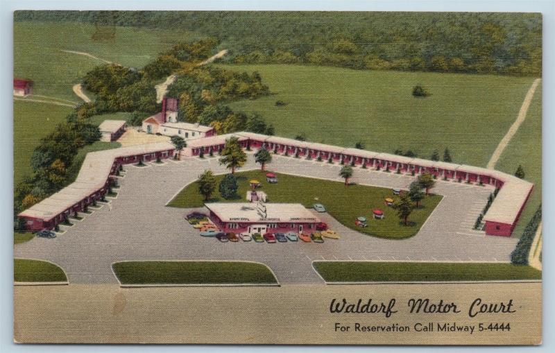 Postcard MD Waldorf Airview Waldorf Motor Court Motel Linen N15