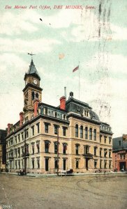 Vintage Postcard 1908 Des Moines Post Office Postal Services Building Louisiana