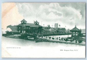 Kingston Point New York Postcard Bridge People Flags Scenic View c1905's Antique