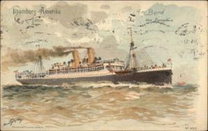 Hamburg Amerika America Line Steamship c1910 Postcard Havana Cuba Cancel