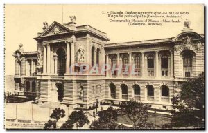 Monaco Oceanographic Museum Old Postcard New Facade main aquarium