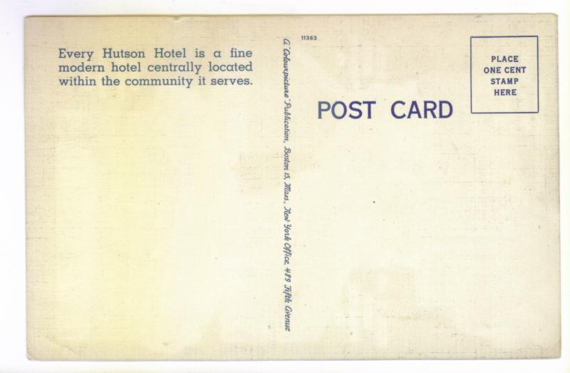 Hutson Hotels, Billy Hutson: President, unused Linen Postcard