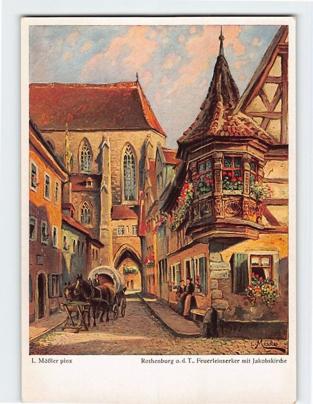 Postcard Feuerleinserker mit Jakobskirche, Rothenburg ob der Tauber, Germany