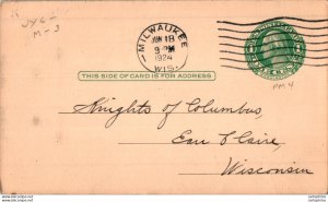 US Postal stationery 1c Milwaukee to Wisconsin Fire prevention