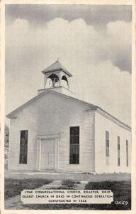 Bellevue Ohio Lyme Congregational Church Exterior Antique Postcard K21379