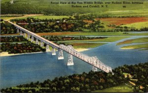 New York Aerial View Of Rip Van Winkle Bridge Over Hudson River