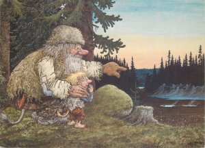 The trolls and the fairies Rolf Lidberg graphic art postcard 1987 Sweden