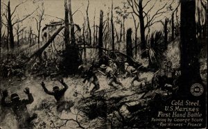 US MARINES WWI Scott Painting Cold Steel Hand Battle c1915 Postcard